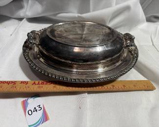 Silver-Plated Covered Casserole Dish with Grapevine Trim Rim
