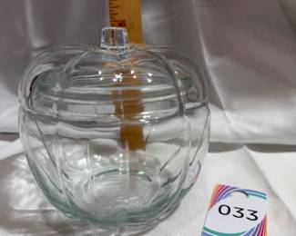 Clear Glass Pumpkin Shaped Lidded Candy Dish $8.00