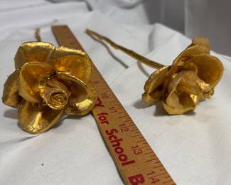 Golden Metal Long Stem Rose Flowers $8.00