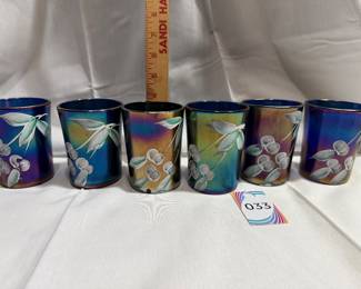 Dugan "Floral & Grape" Iridescent Amethyst Carnival Glass Tumblers $20.00 $