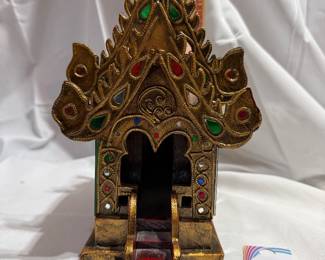 Thai Spirit House Temple Carved Wood Shrine $22.00