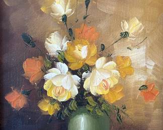 Roger Cox oil on canvas- Still-life w/ flowers