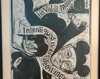 Large Sidney Chafetz Woodblock Print "Across the Threshold"