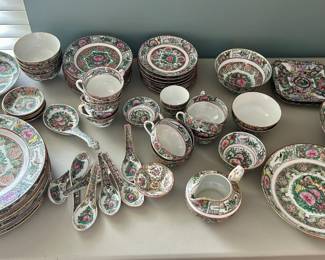 Huge lot of Japanese Made in Hong Kong Famille Rose wares