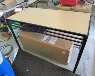 Wood-top iron work table