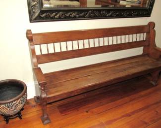 Antique long walnut bench