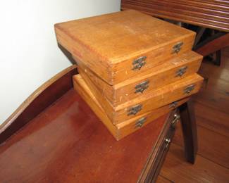 Antique wooden boxes