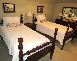 Pair of solid cherry twin beds