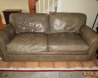 One of two leather sofas