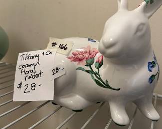#166 Tiffany and Company Ceramic floral rabbit $28.00
