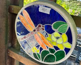 #67 concrete mosaic dragonfly 13" $40.00