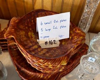 #162 small and large fish plates, 11 pieces $40.00