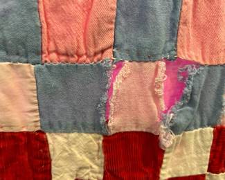 #27 patchwork quilt as is holes 73x67 $45.00