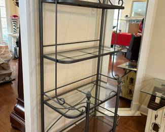 #15 glass and metal baker's rack, 4 shelves 38x18x77 $175.00