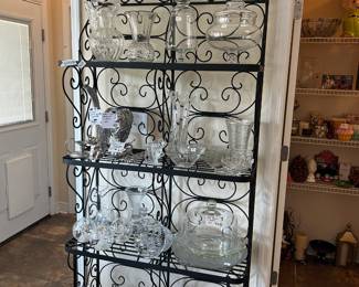 #129 black metal baker's rack 4 shelves, 36x15x86 $225.00