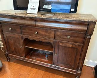 #22 Marble top buffet, Homecoming by Kincade 5 drawers, 2 doors, 3 shelves 64x18x43 $350.00