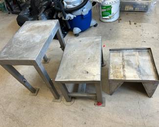 #217 3 heavy metal stands (#1 18x12x18) (#2 18x12x12) (#3 12x12x9) $75.00