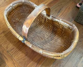 #244 Large Antique Woven Grain Basket (as-is finish) $100.00