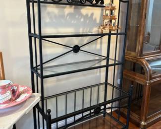 #17 glass and metal baker's rack, 4 shelves 42x19x78 $250.00
