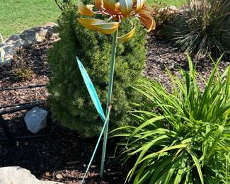 #79 triple windmill yard art (as is some broken) $85.00
