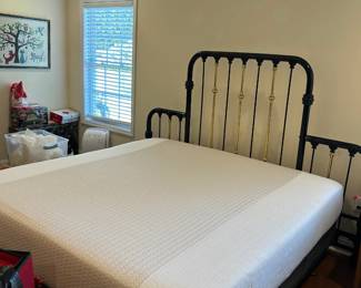 #7 King size mattress and box springs embody by Sealy $125.00 #8 King size headboard with frame (painted black cast iron and chrome - heavy) $450.00