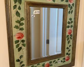 #171 hand painted wood mirror with beveled glass 24x28 $60.00