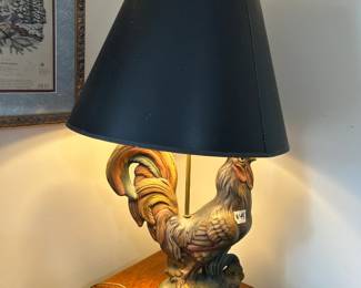 #44 metal rooster lamp 28" tall $40.00
