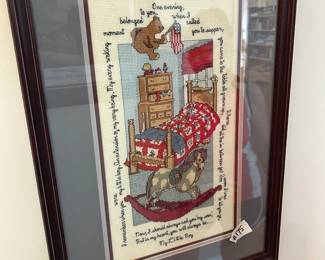 #175 needlepoint child's bedroom 17x24 as is stains $45.00