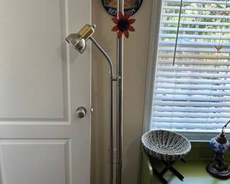 #41 metal floor lamp with 2 lights, 1 is adjustable $40.00