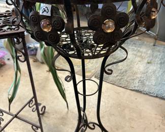 #223 Metal plant basket with glass inserts 16x35 $35.00