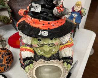 #181 Witch cookie jar 11x15 as is missing lid $50.00