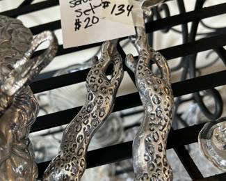 #134 Arthur Court aluminum leopard salad serving set $20.00