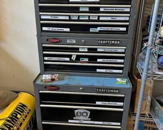 #214 Craftsman rolling tool chest 3 pieces 2 have keys for locks 11 drawers 26x18x62 $150.00