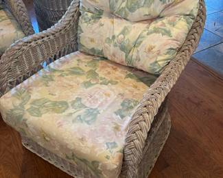 #6 Wicker arm chair white wash by Henry Link $225.00