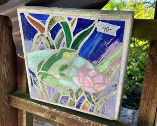 #68 concrete mosaic flower 12x12 $40.00
