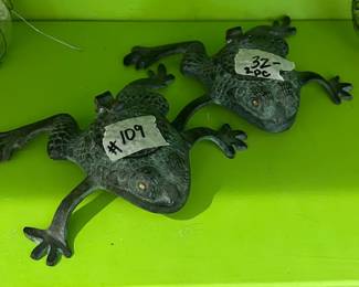 #109 Pair of metal frogs with flip top $32.00