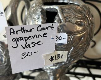 #131 Arthur Court aluminum grapevine vase $30.00