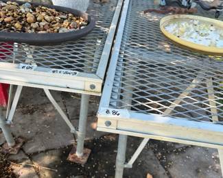 #85 aluminum table as is finish 87x25x28 $125.00 #86 aluminum table as is finish 87x25x28 $125.00