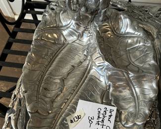 #136 Arthur Court aluminum elephant crudite tray $30.00