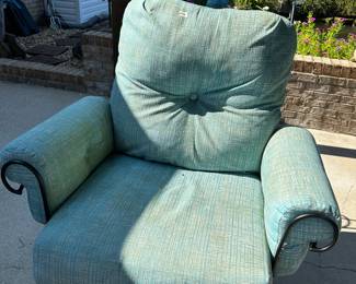 #56 Woodard terracita wrought iron swivel rocking lounge chairs as is some staining $1,200.00
