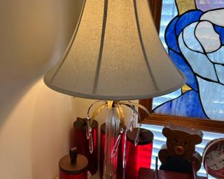 #36 glass and metal lamp 36" tall $40.00
