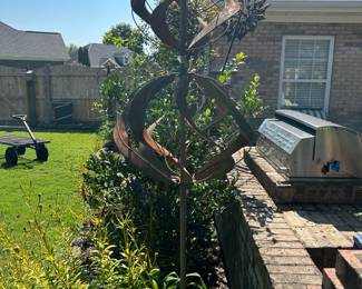 #77 metal shepherd's hook windmill 92" $45.00