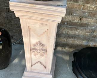 #71 pink plaster plant stand column 12x12x31 $40.00