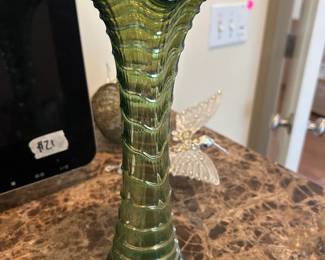 #125 Imperial glass ripple carnival glass swung vase 11" $30.00