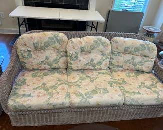 #1 Wicker Sofa by Henry Link 77" long (as-is scratched) $300.00