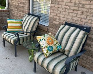 #57 2 Aluminum outdoor chairs as is some staining $150.00