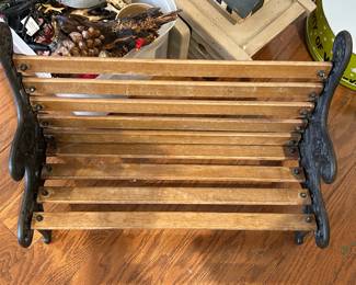 #93 Cast iron and wood miniature doll bench $25.00