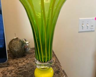 #124 Murano Studio Art Glass Vase 12" $25.00
