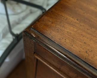 #53 Burl wood 3 drawer end table 20x17x24 $120.00