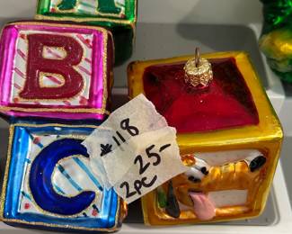 #118 Christopher Radko A B C toy blocks and character block (goofy) pair $25.00